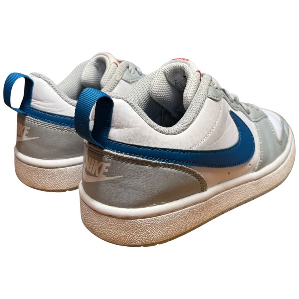 NIKE Court Borough Low 2 Boys 4Y White Grey Blue Leather Sneakers - Picture 6 of 13